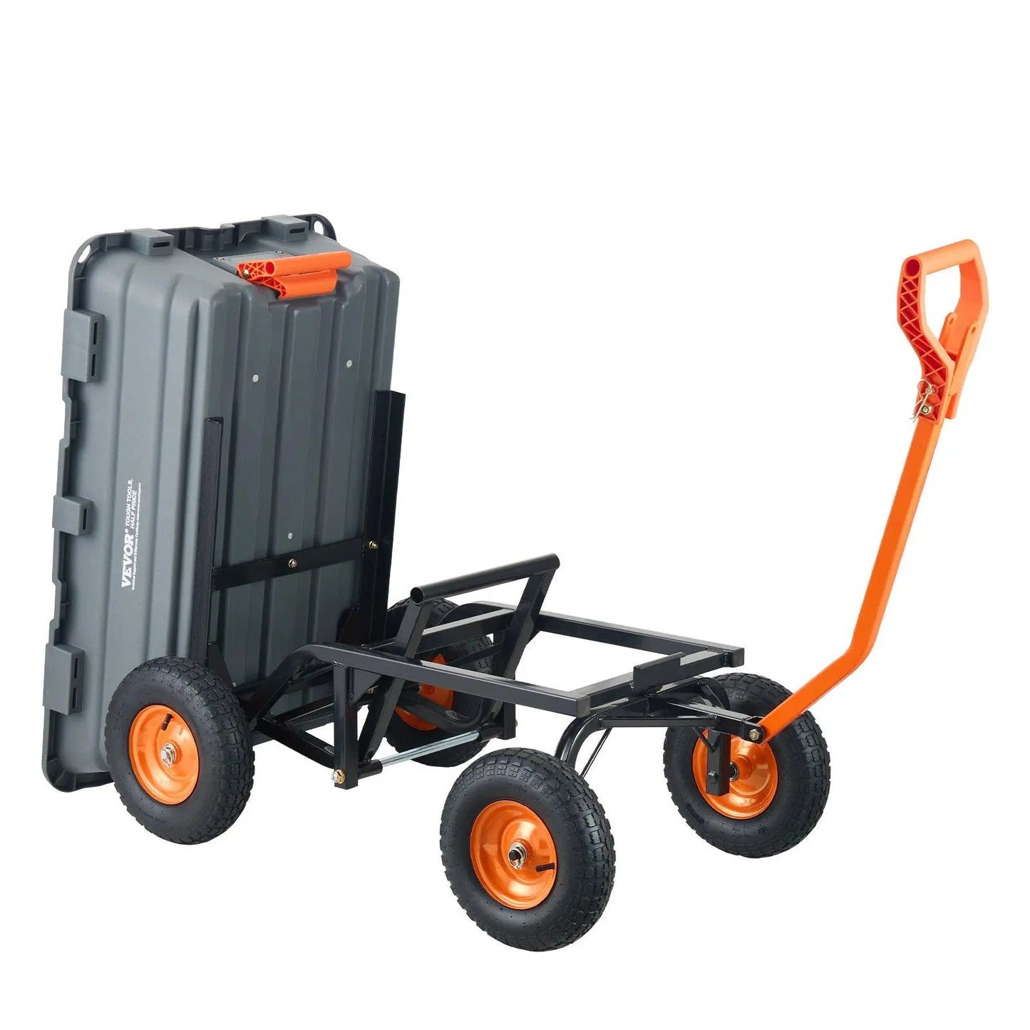 VEVOR Poly Garden Dump Cart with Easy to Assemble Steel Frame, 2-In-1 Convertible Handle, 13 Inch Tires, Max Capacity 1500 Lbs, Utility Wheelbarrow Productivity Yard